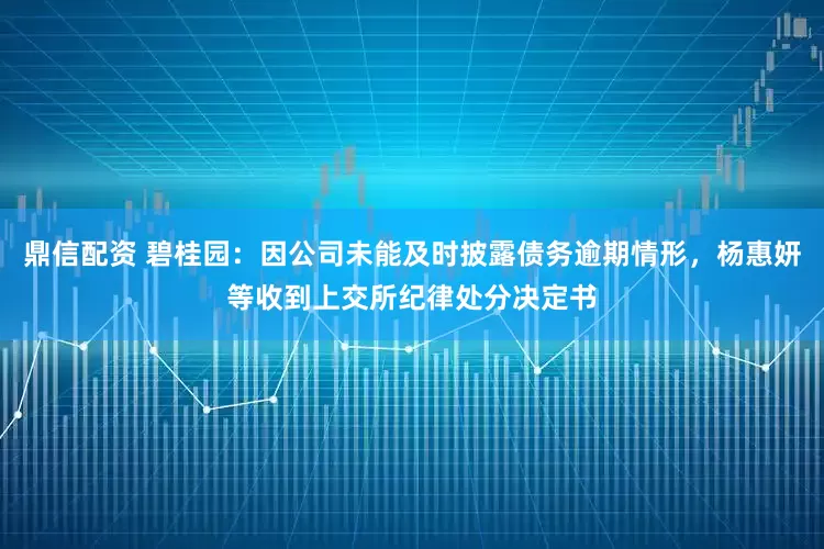 鼎信配资 碧桂园：因公司未能及时披露债务逾期情形，杨惠妍等收到上交所纪律处分决定书